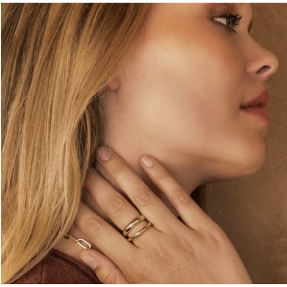 Loren Stewart x Curateur Deux Open Band Ring Gold Plated Women's Size 7 New! - Picture 2 of 3